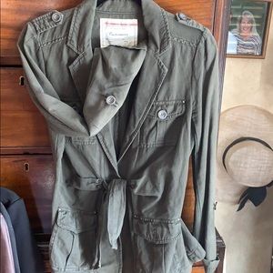 Army green casual jacket, sz 12, Anthropologie